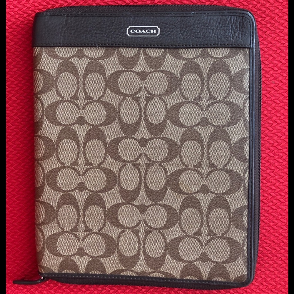 Coach Brown Leather Canvas Laptop Case Cover